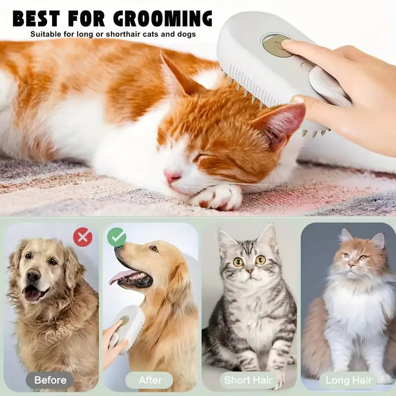 Electric Pet Grooming Comb: Hair Removal & Massage Brush