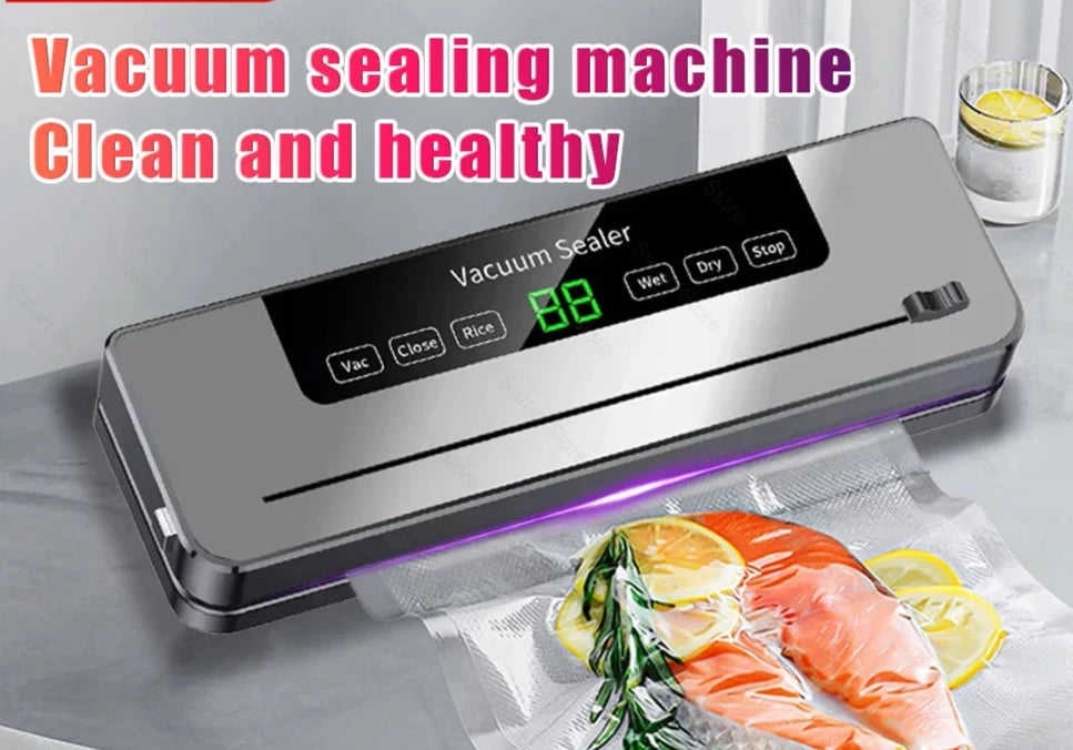 Pro Electric Vacuum Sealer with Cutter – Keep Food Fresh Longer, Dry & Wet Food Compatible