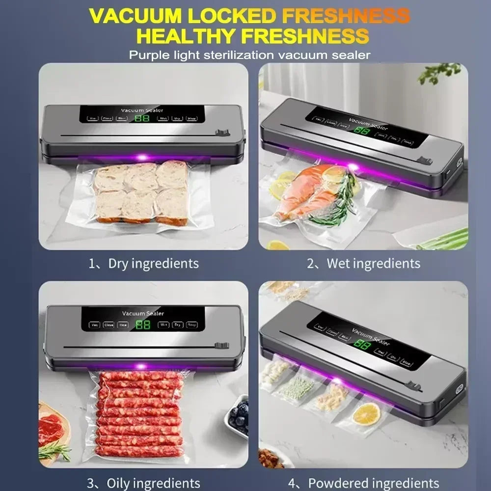 Pro Electric Vacuum Sealer with Cutter – Keep Food Fresh Longer, Dry & Wet Food Compatible