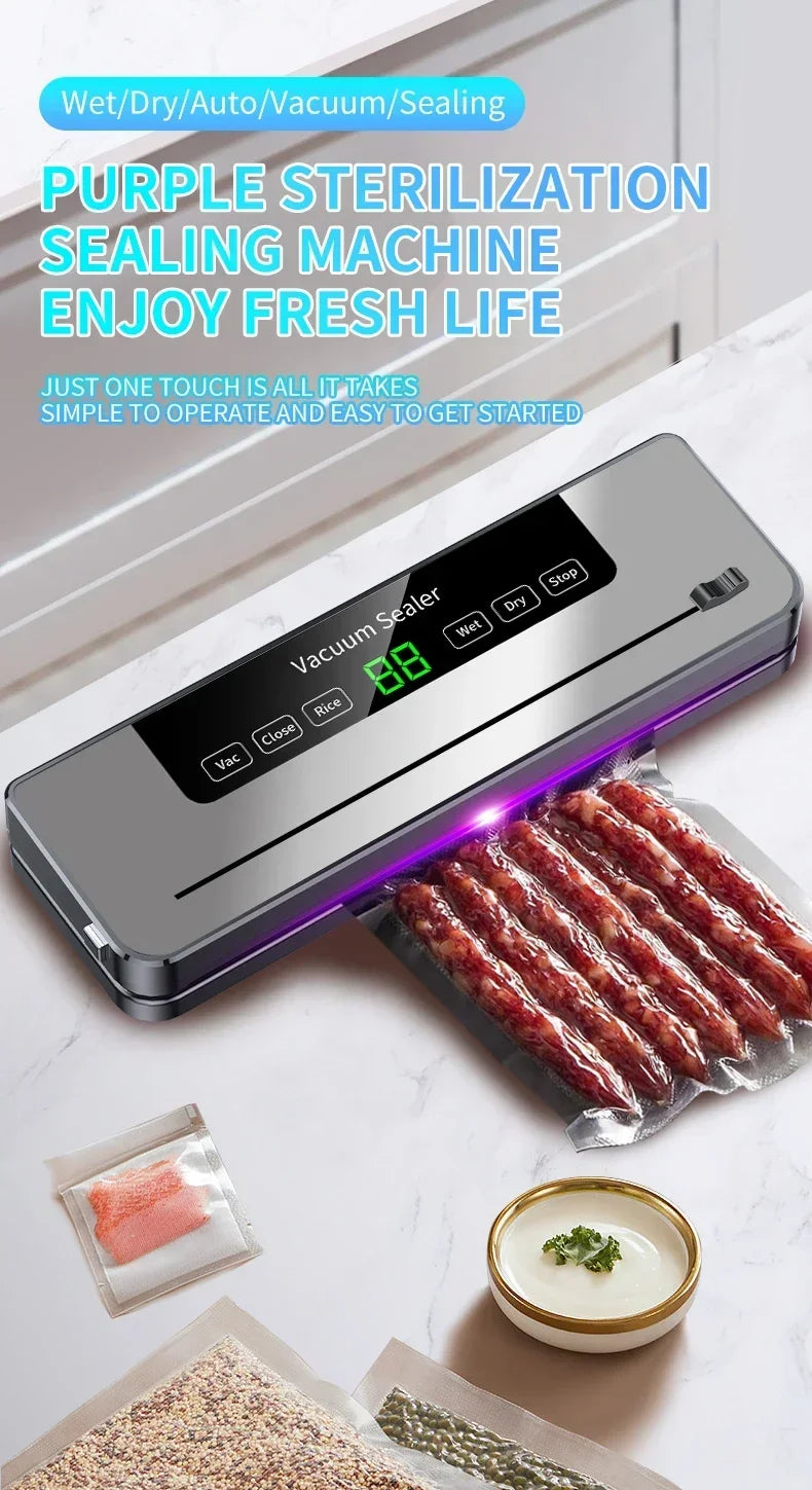 Pro Electric Vacuum Sealer with Cutter – Keep Food Fresh Longer, Dry & Wet Food Compatible