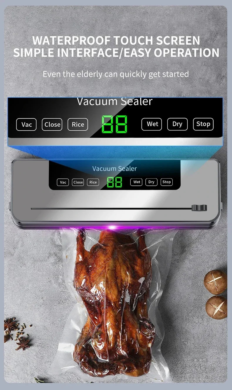 Pro Electric Vacuum Sealer with Cutter – Keep Food Fresh Longer, Dry & Wet Food Compatible