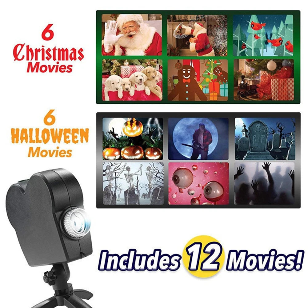 Outdoor LED Holographic Projector™ - 12 Movies for Halloween & Christmas, Waterproof.